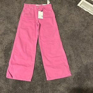 Pink Girls Wide Leg Zara Jeans, Size 11-12, New With Tags *NEVER WORN*